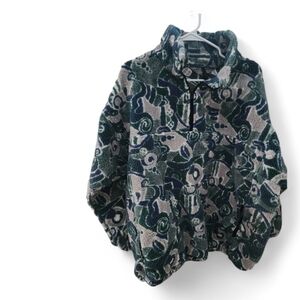 Eastern Mountain Sports VTG 90s Coogi Style Abstract Print Fleece Pullover - L